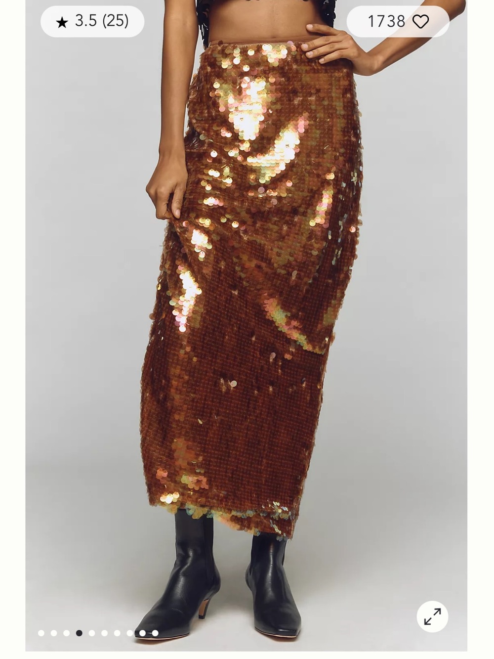 Anthropologie Iridescent Copper Sequin Maxi Skirt - Picture 2 of 5